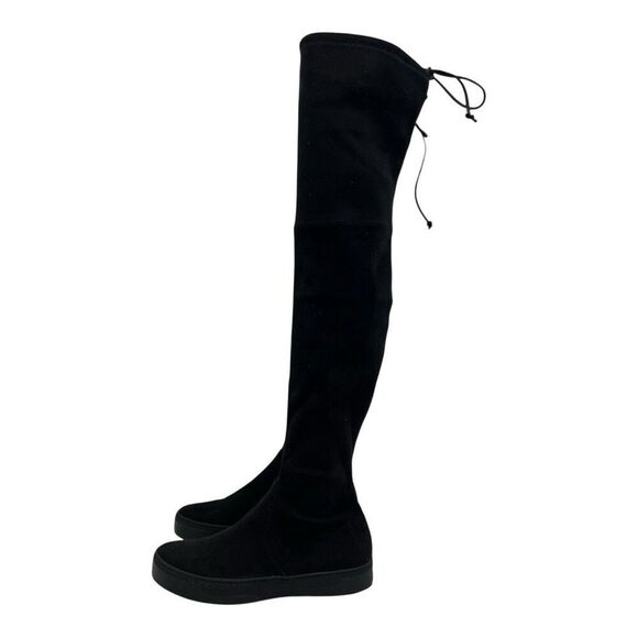 Stuart Weitzman Size 5 Playtime OTK Over The Knee Boots Black Suede Minimalist - Picture 3 of 8